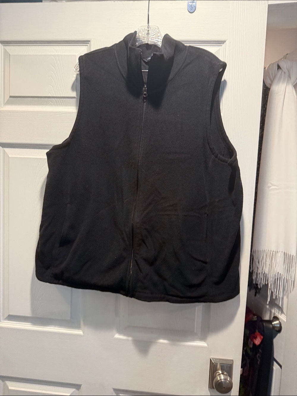 Lands' End Black Zip-Front Fleece Vest